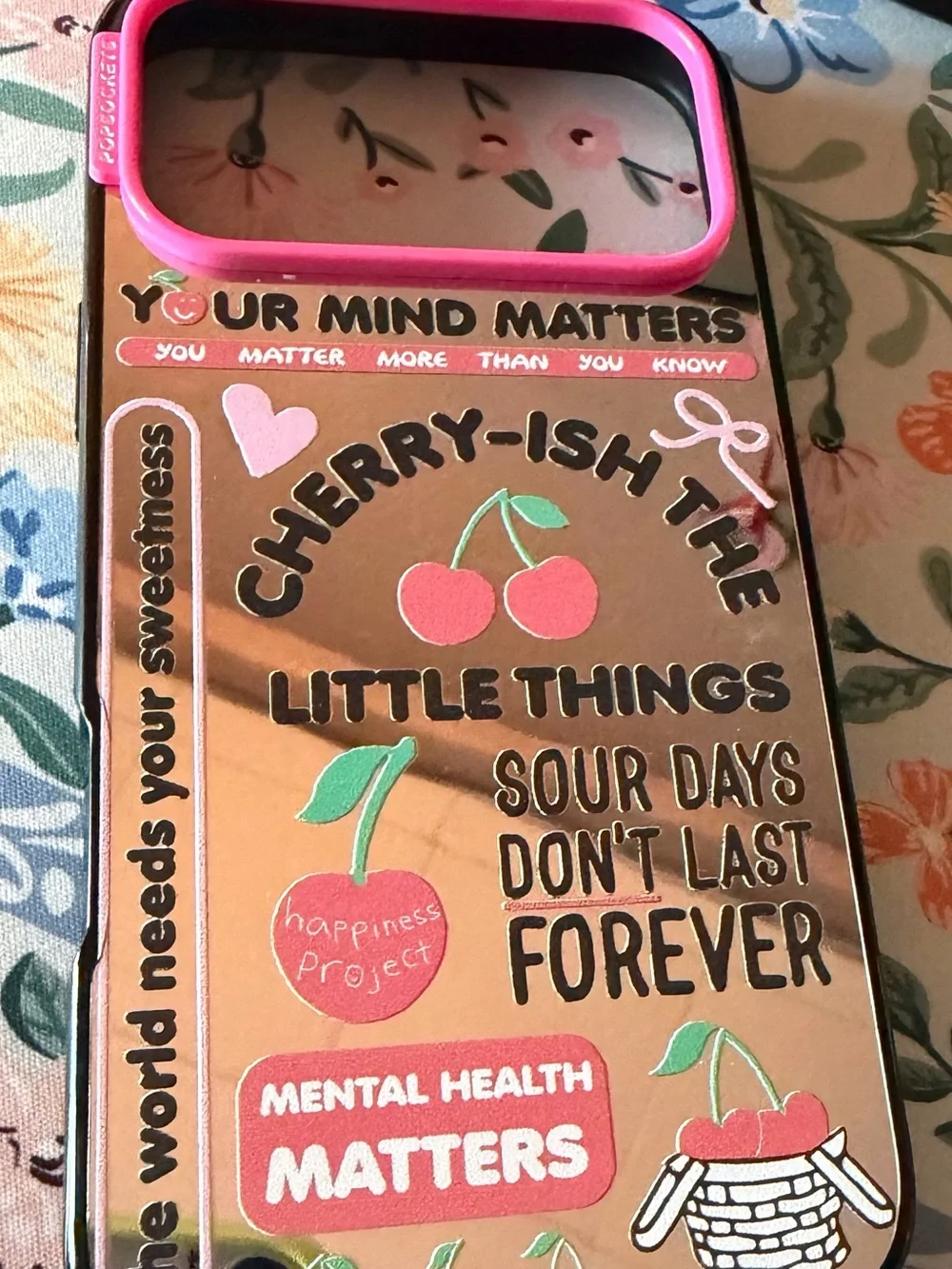 PopSocket Pink Cherry Mental Health Phone iPhone 17 Pro Max Case